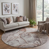 8' Gray And Charcoal Abstract Shag Washable Round Rug With UV Protection - HomeRoots - Flyclothing LLC