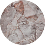 8' Gray And Charcoal Abstract Shag Washable Round Rug With UV Protection - HomeRoots - Flyclothing LLC