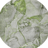 8' Green And Lime Green Abstract Shag Washable Round Rug With UV Protection - HomeRoots - Flyclothing LLC