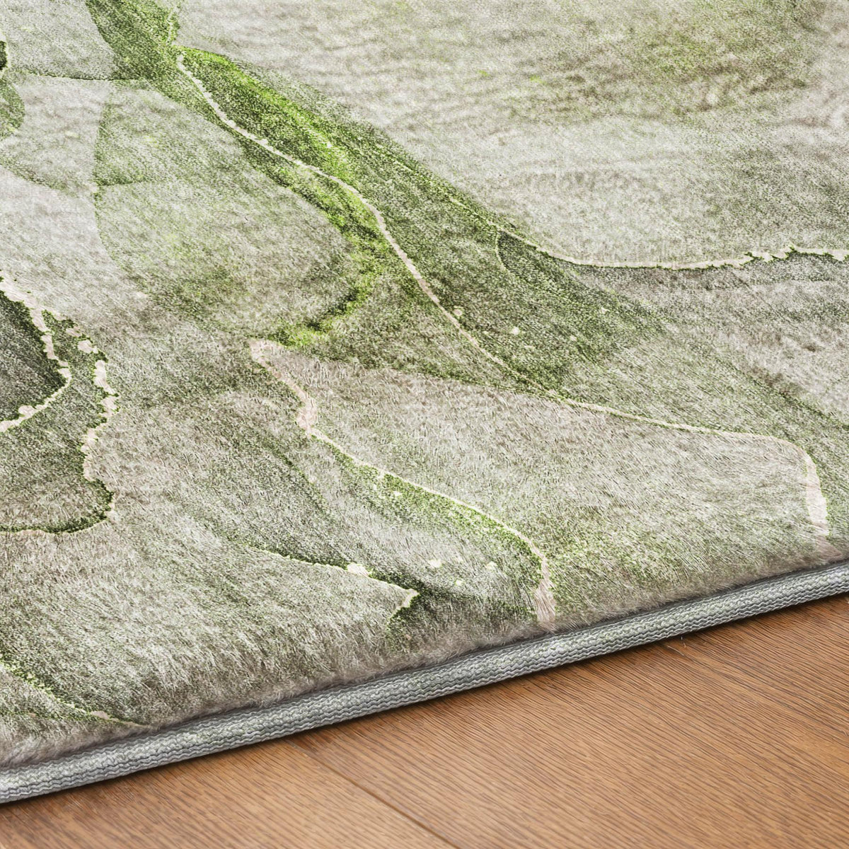 8' Green And Lime Green Abstract Shag Washable Round Rug With UV Protection - HomeRoots - Flyclothing LLC