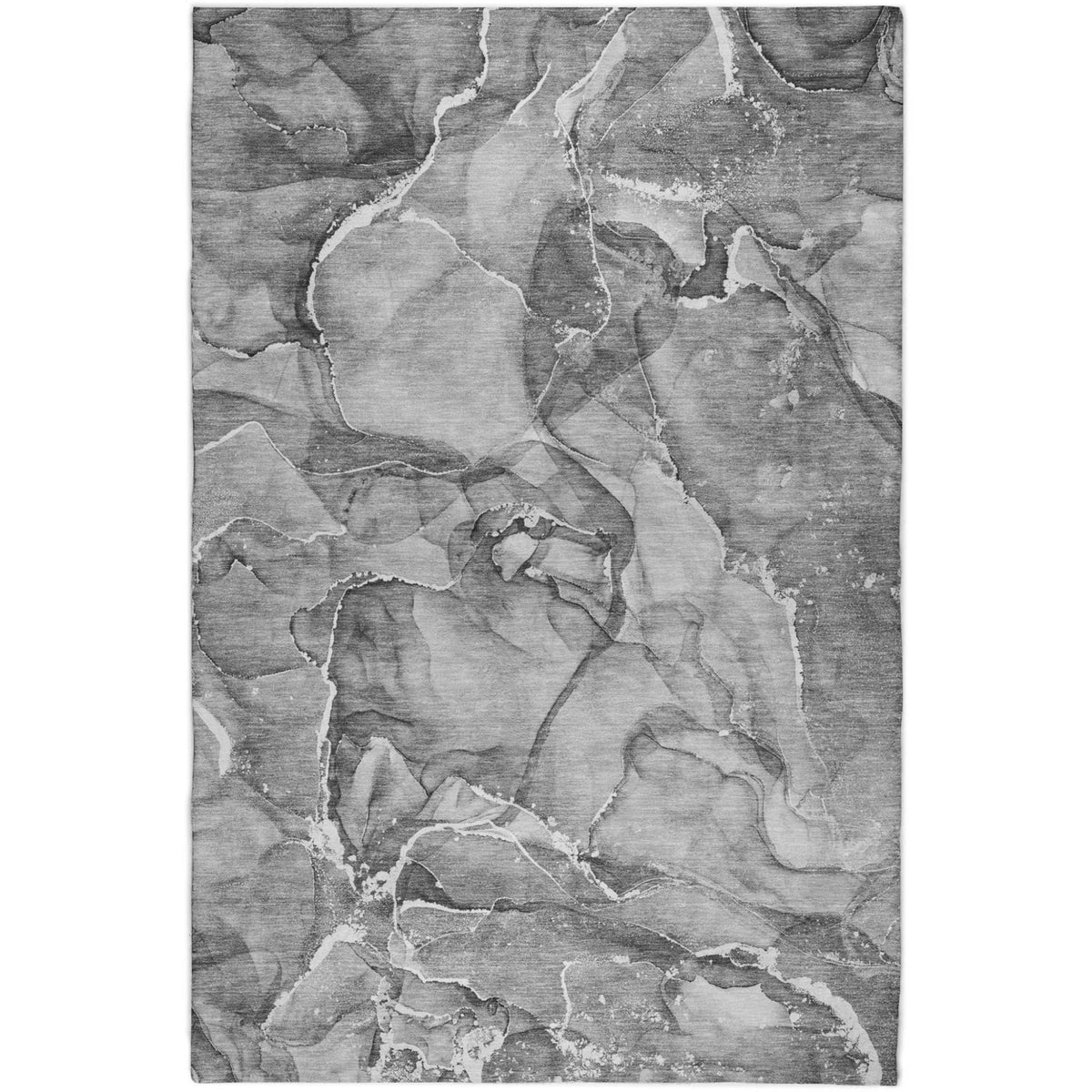 5' X 8' Pewter And Gray Abstract Shag Washable Area Rug With UV Protection - HomeRoots - Flyclothing LLC