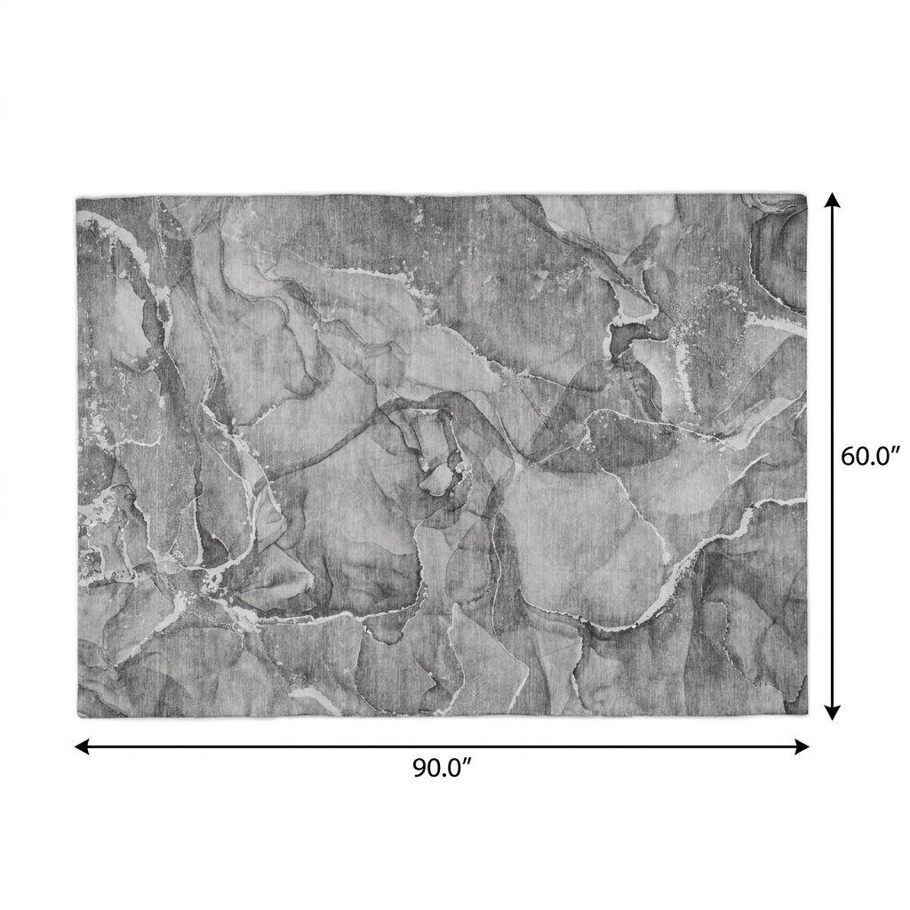 5' X 8' Pewter And Gray Abstract Shag Washable Area Rug With UV Protection - HomeRoots - Flyclothing LLC
