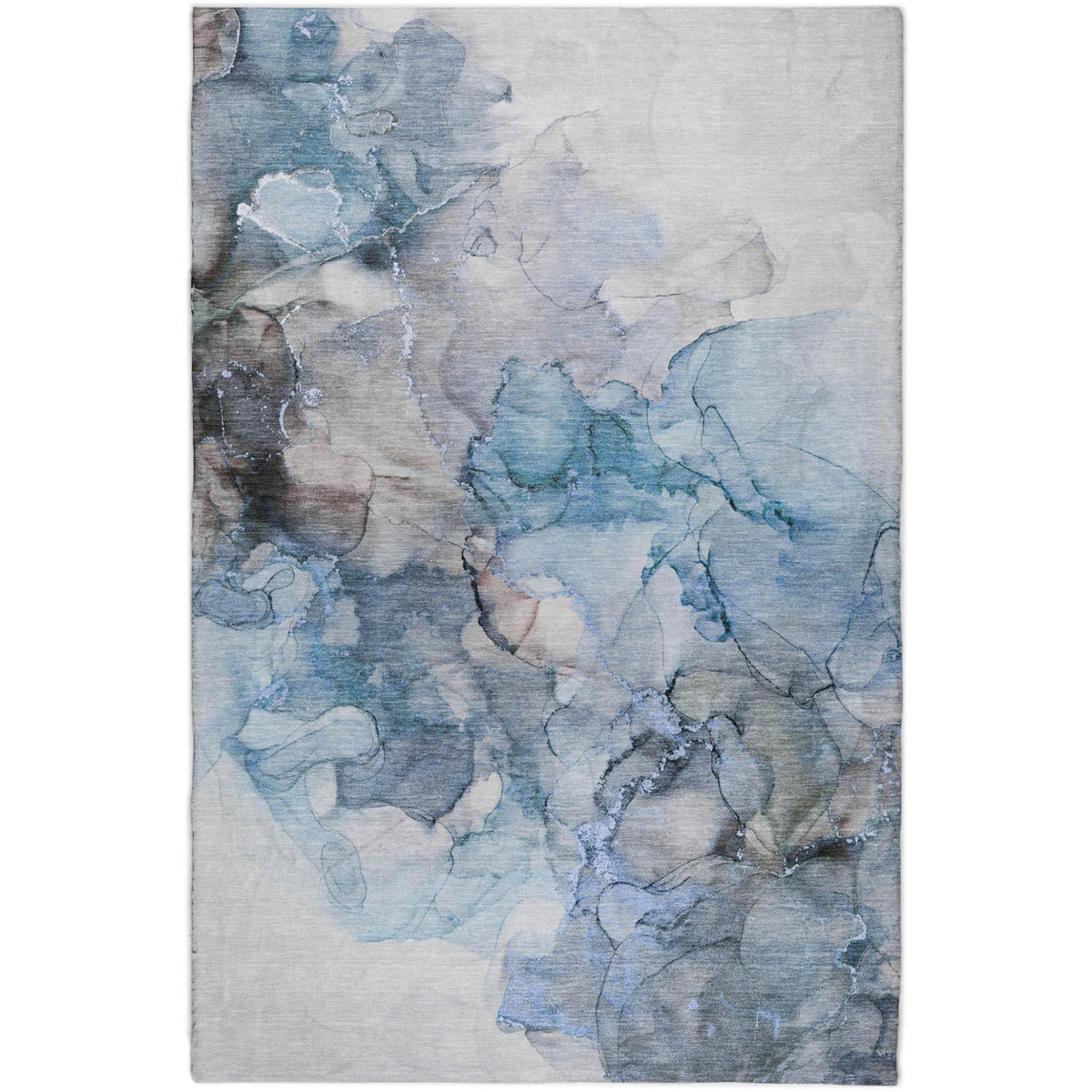 10' X 14' Blue And Denim Blue Abstract Shag Washable Area Rug With UV Protection - HomeRoots - Flyclothing LLC