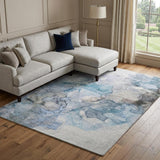 10' X 14' Blue And Denim Blue Abstract Shag Washable Area Rug With UV Protection - HomeRoots - Flyclothing LLC