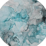 8' Teal And Gray Abstract Shag Washable Round Rug With UV Protection - HomeRoots - Flyclothing LLC