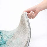 8' Teal And Gray Abstract Shag Washable Round Rug With UV Protection - HomeRoots - Flyclothing LLC