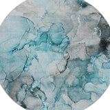 8' Teal And Gray Abstract Shag Washable Round Rug With UV Protection - HomeRoots - Flyclothing LLC