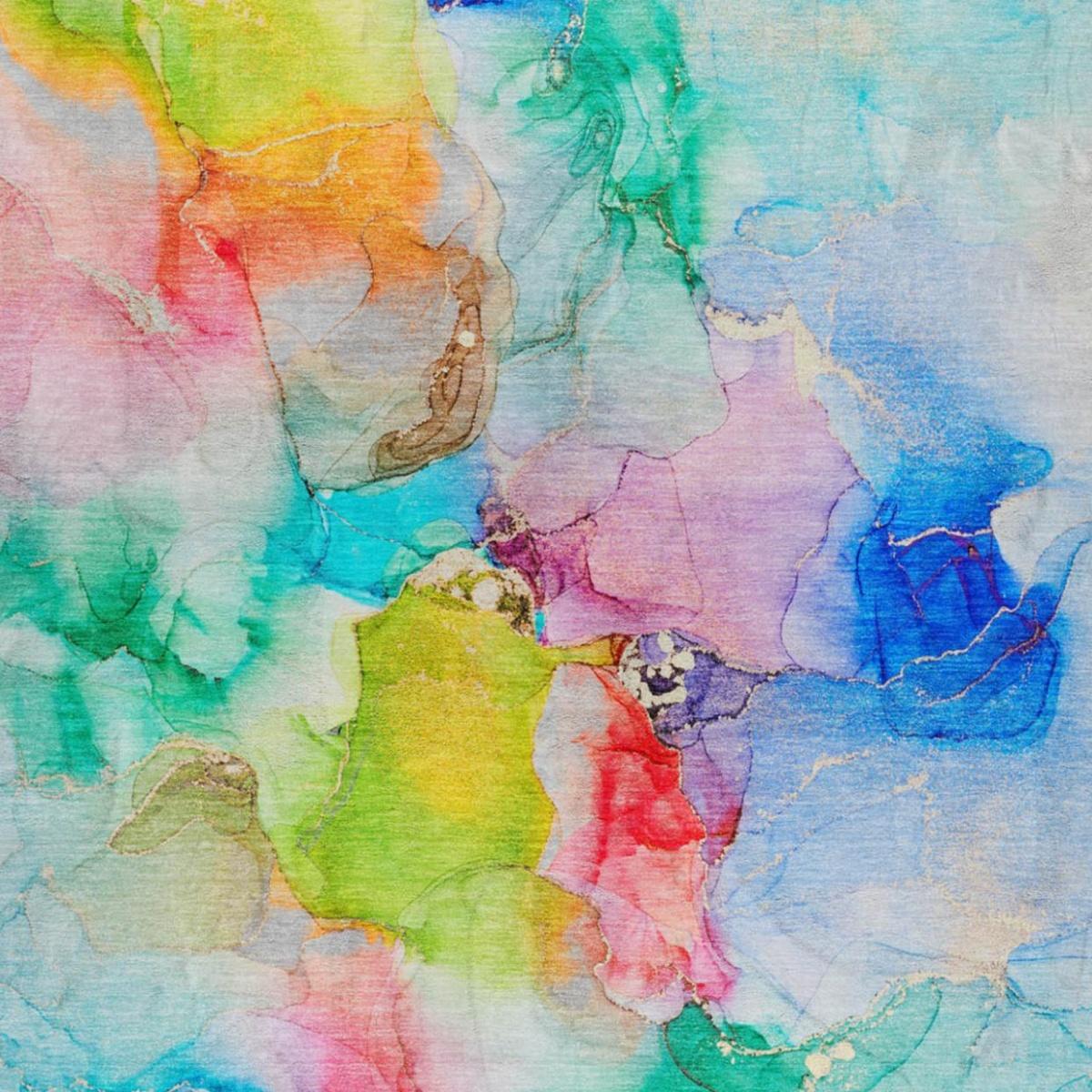 3' X 5' Blue And Teal Abstract Shag Washable Area Rug With UV Protection - HomeRoots - Flyclothing LLC