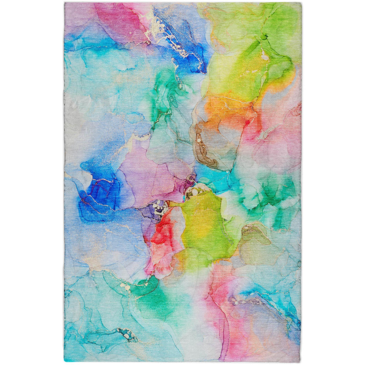 3' X 5' Blue And Teal Abstract Shag Washable Area Rug With UV Protection - HomeRoots - Flyclothing LLC