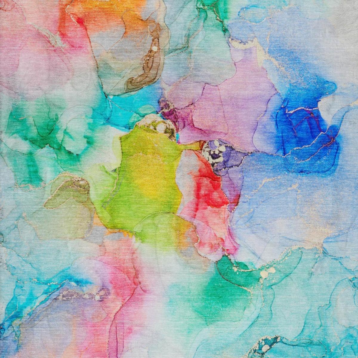 3' X 5' Blue And Teal Abstract Shag Washable Area Rug With UV Protection - HomeRoots - Flyclothing LLC