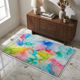 3' X 5' Blue And Teal Abstract Shag Washable Area Rug With UV Protection - HomeRoots - Flyclothing LLC