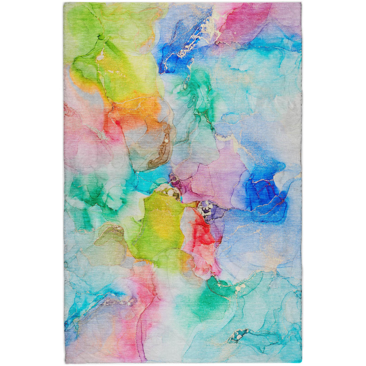 3' X 5' Blue And Teal Abstract Shag Washable Area Rug With UV Protection - HomeRoots - Flyclothing LLC