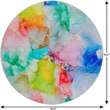 8' Blue And Teal Abstract Shag Washable Round Rug With UV Protection - HomeRoots - Flyclothing LLC