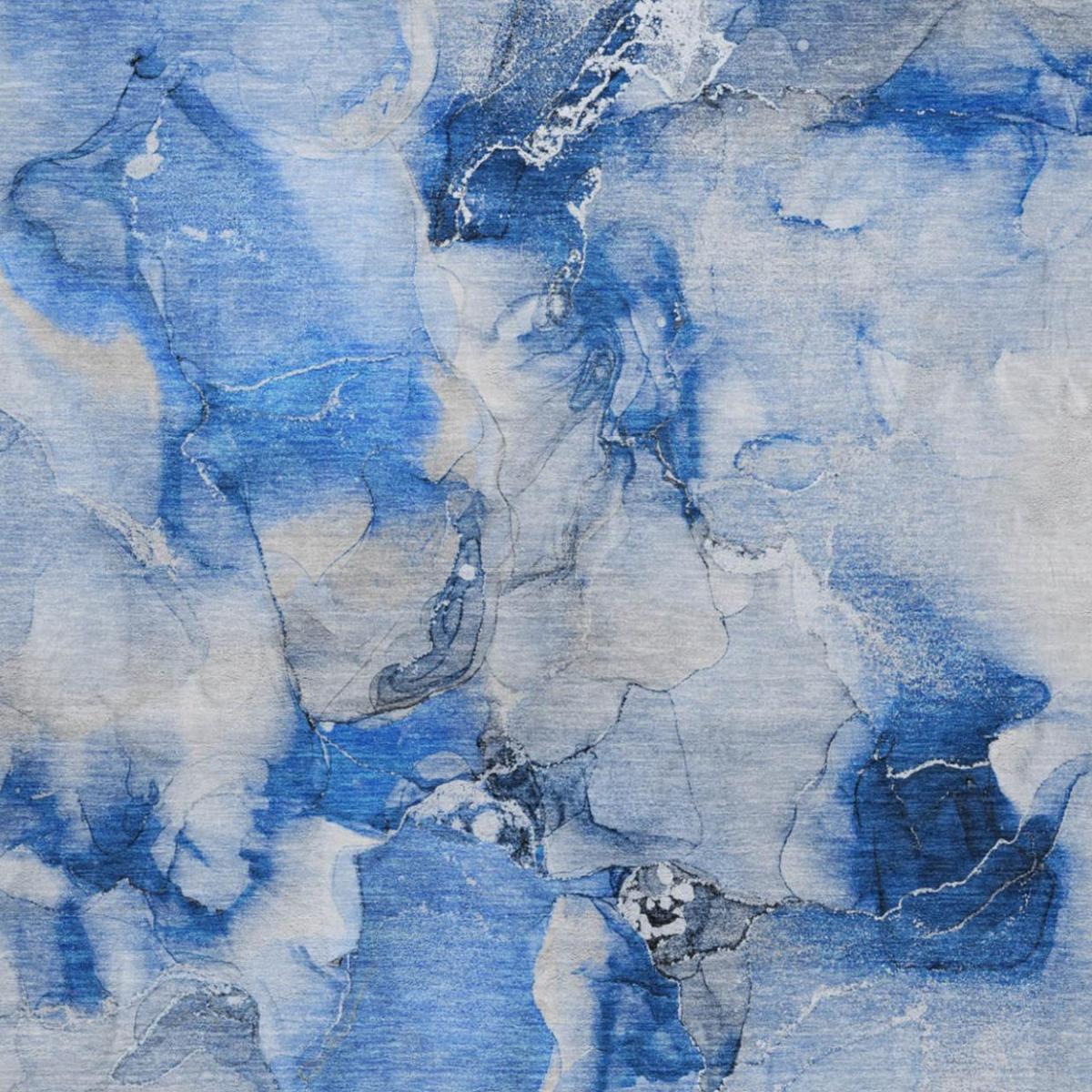 10' X 14' Navy Blue And Denim Blue Abstract Shag Washable Area Rug With UV Protection - HomeRoots - Flyclothing LLC