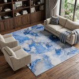 10' X 14' Navy Blue And Denim Blue Abstract Shag Washable Area Rug With UV Protection - HomeRoots - Flyclothing LLC