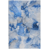 10' X 14' Navy Blue And Denim Blue Abstract Shag Washable Area Rug With UV Protection - HomeRoots - Flyclothing LLC