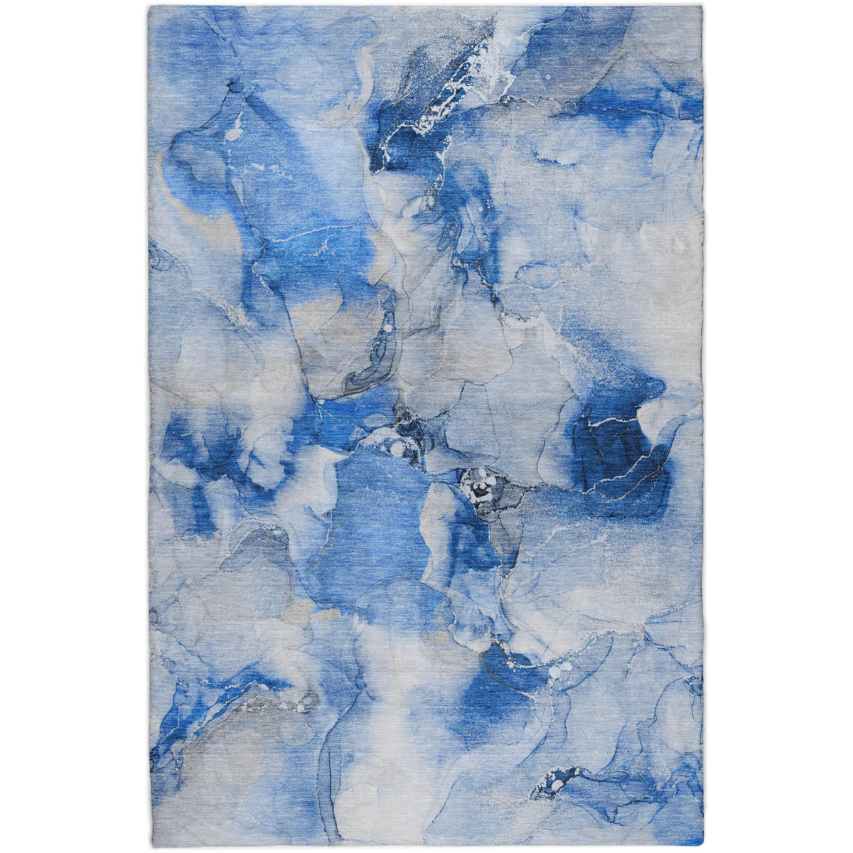10' X 14' Navy Blue And Denim Blue Abstract Shag Washable Area Rug With UV Protection - HomeRoots - Flyclothing LLC