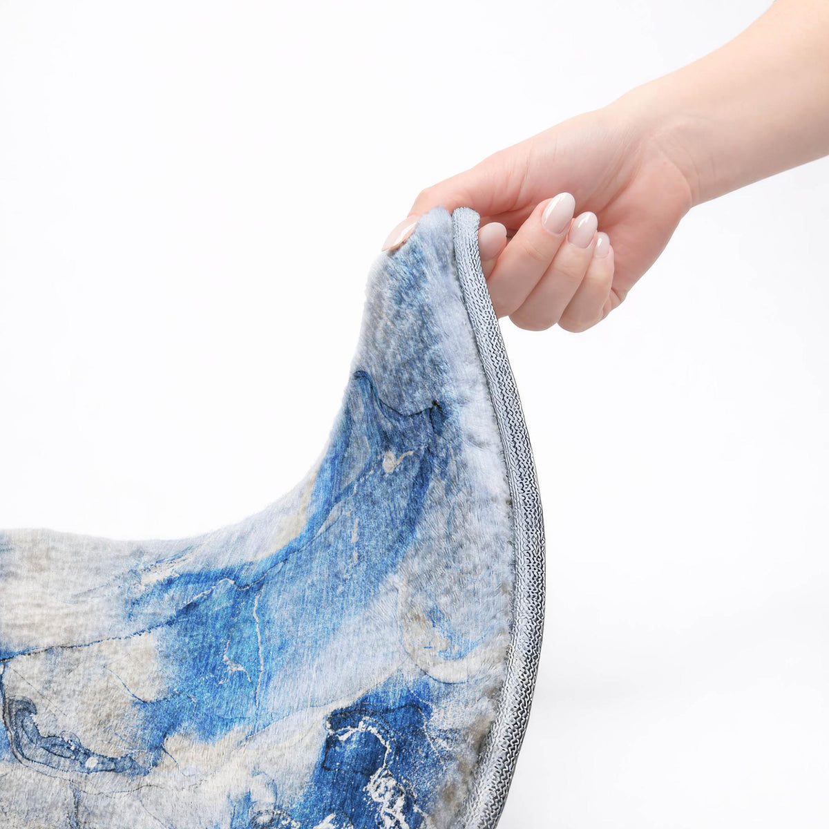 10' X 14' Navy Blue And Denim Blue Abstract Shag Washable Area Rug With UV Protection - HomeRoots - Flyclothing LLC