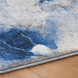 10' X 14' Navy Blue And Denim Blue Abstract Shag Washable Area Rug With UV Protection - HomeRoots - Flyclothing LLC