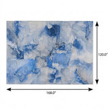 10' X 14' Navy Blue And Denim Blue Abstract Shag Washable Area Rug With UV Protection - HomeRoots - Flyclothing LLC