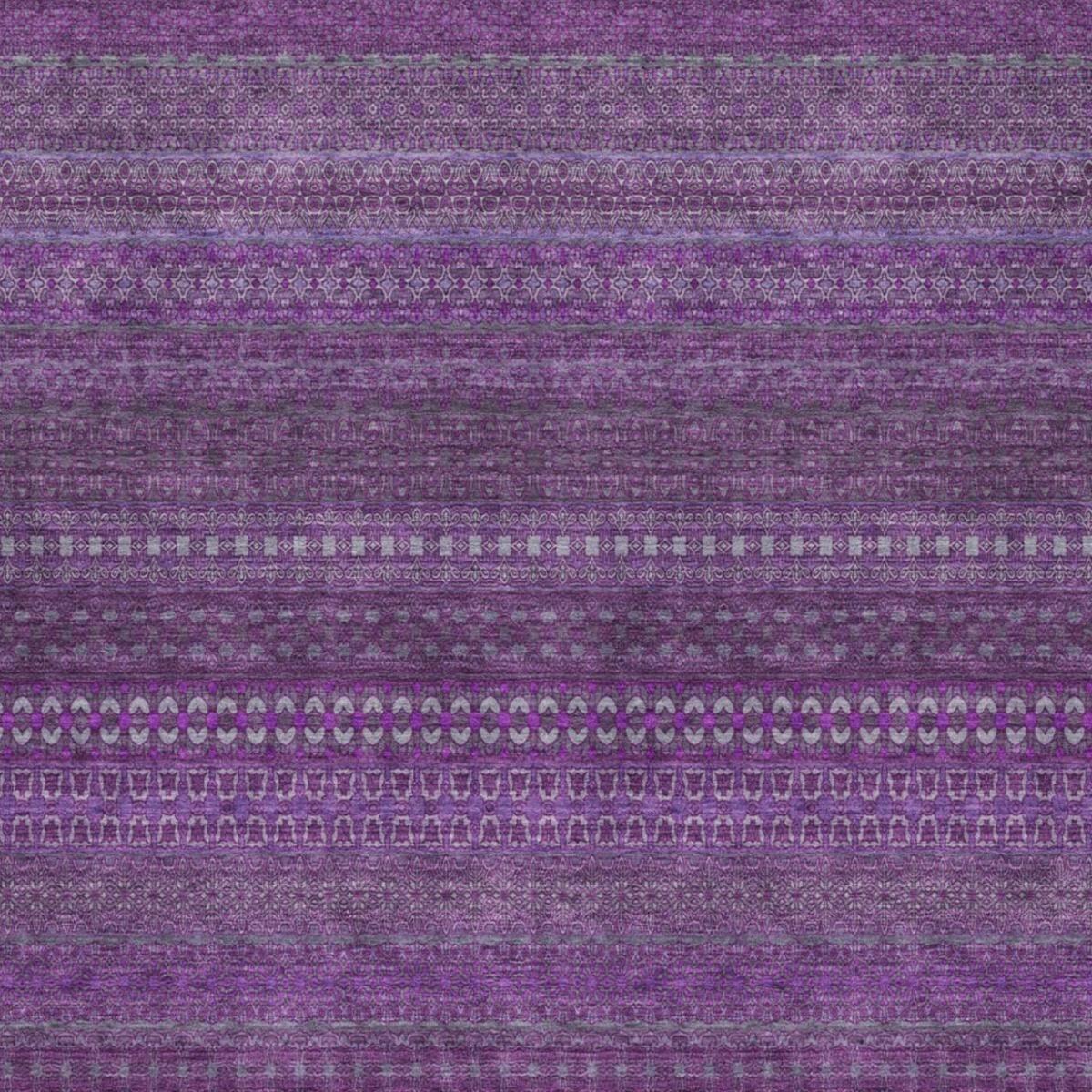 3' X 5' Eggplant And Purple Striped Shag Washable Area Rug With UV Protection - HomeRoots - Flyclothing LLC