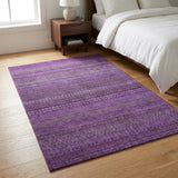 3' X 5' Eggplant And Purple Striped Shag Washable Area Rug With UV Protection - HomeRoots - Flyclothing LLC