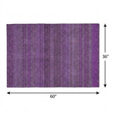 3' X 5' Eggplant And Purple Striped Shag Washable Area Rug With UV Protection - HomeRoots - Flyclothing LLC