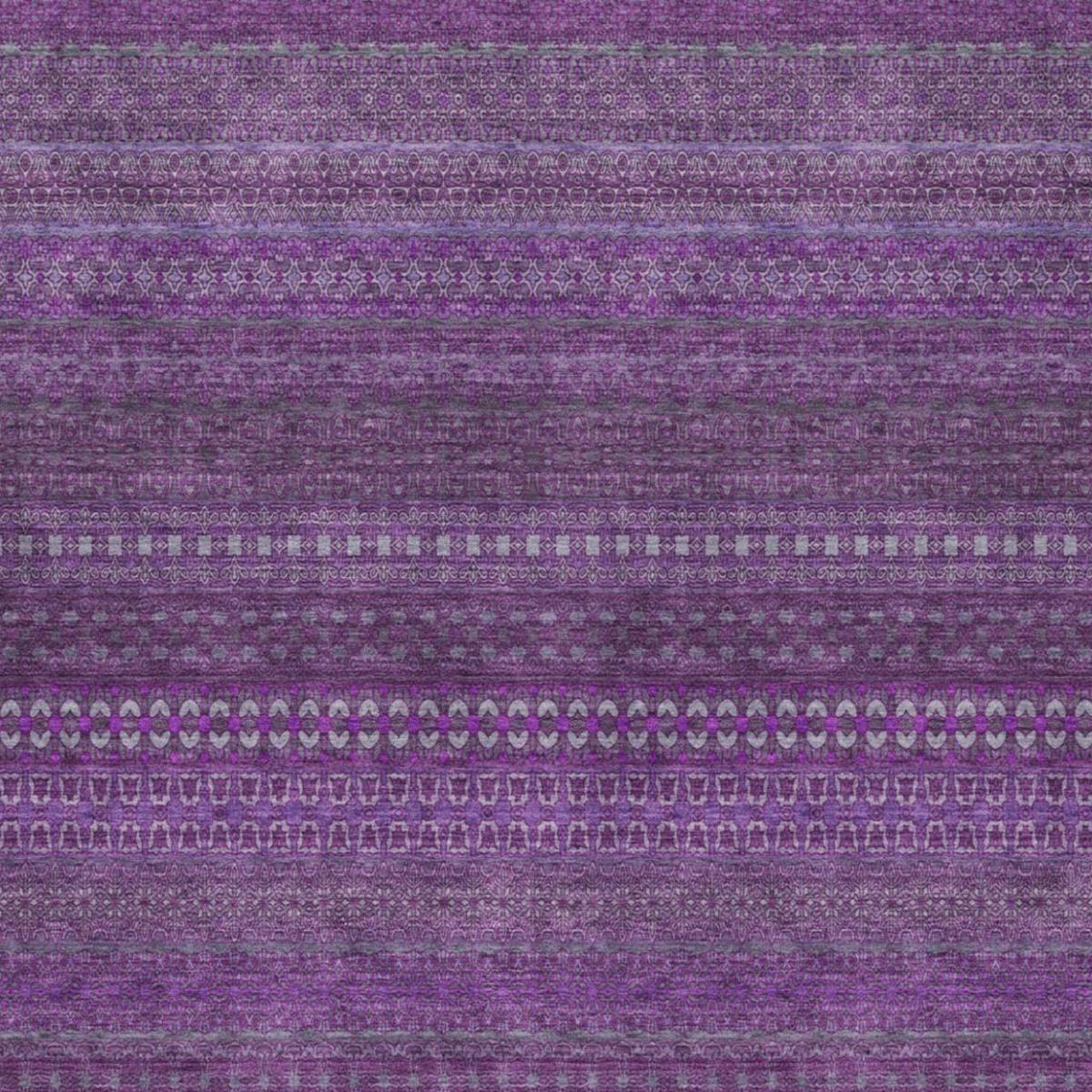 9' X 12' Eggplant And Purple Striped Shag Washable Area Rug With UV Protection - HomeRoots - Flyclothing LLC