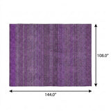 9' X 12' Eggplant And Purple Striped Shag Washable Area Rug With UV Protection - HomeRoots - Flyclothing LLC
