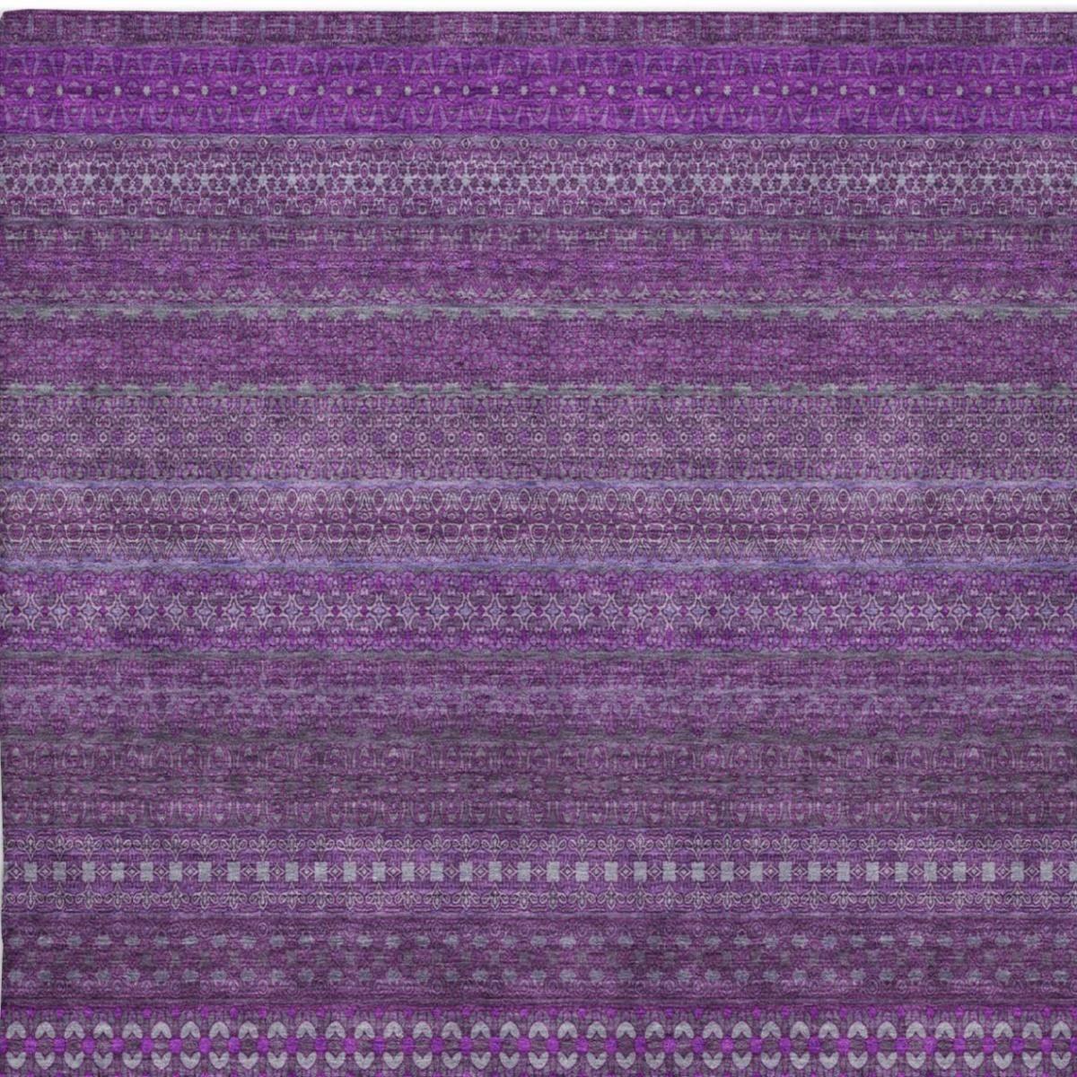 10' X 14' Eggplant And Purple Striped Shag Washable Area Rug With UV Protection - HomeRoots - Flyclothing LLC