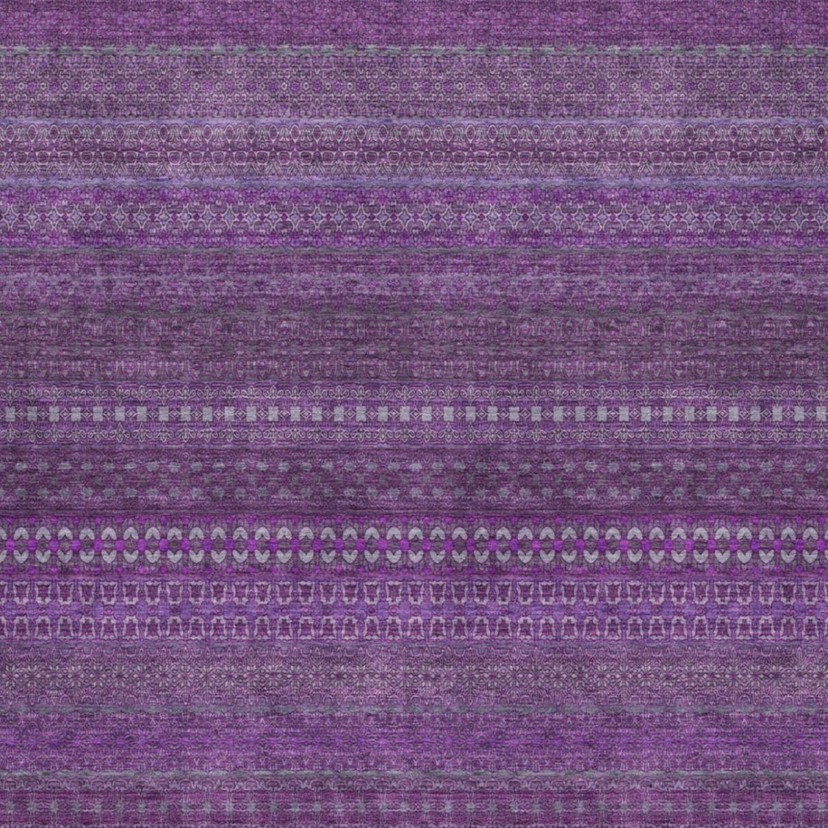 10' X 14' Eggplant And Purple Striped Shag Washable Area Rug With UV Protection - HomeRoots - Flyclothing LLC