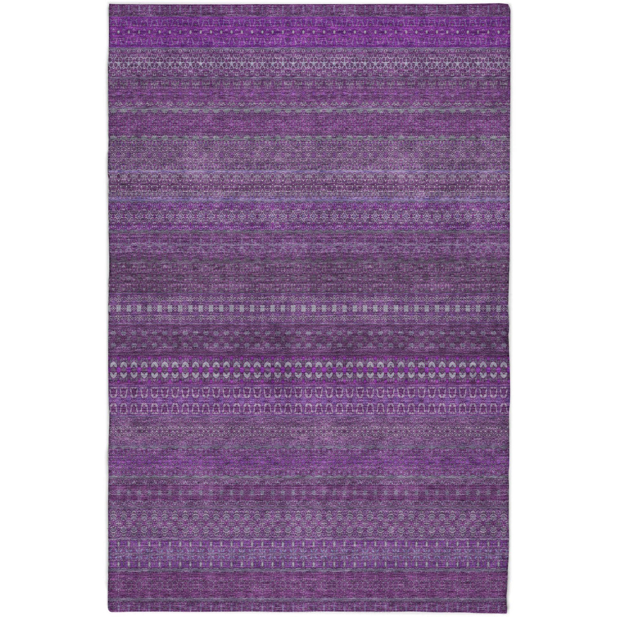 10' X 14' Eggplant And Purple Striped Shag Washable Area Rug With UV Protection - HomeRoots - Flyclothing LLC