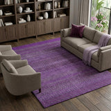 10' X 14' Eggplant And Purple Striped Shag Washable Area Rug With UV Protection - HomeRoots - Flyclothing LLC