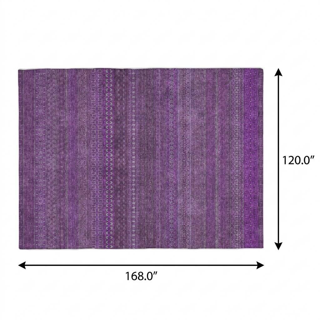 10' X 14' Eggplant And Purple Striped Shag Washable Area Rug With UV Protection - HomeRoots - Flyclothing LLC