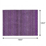 10' X 14' Eggplant And Purple Striped Shag Washable Area Rug With UV Protection - HomeRoots - Flyclothing LLC