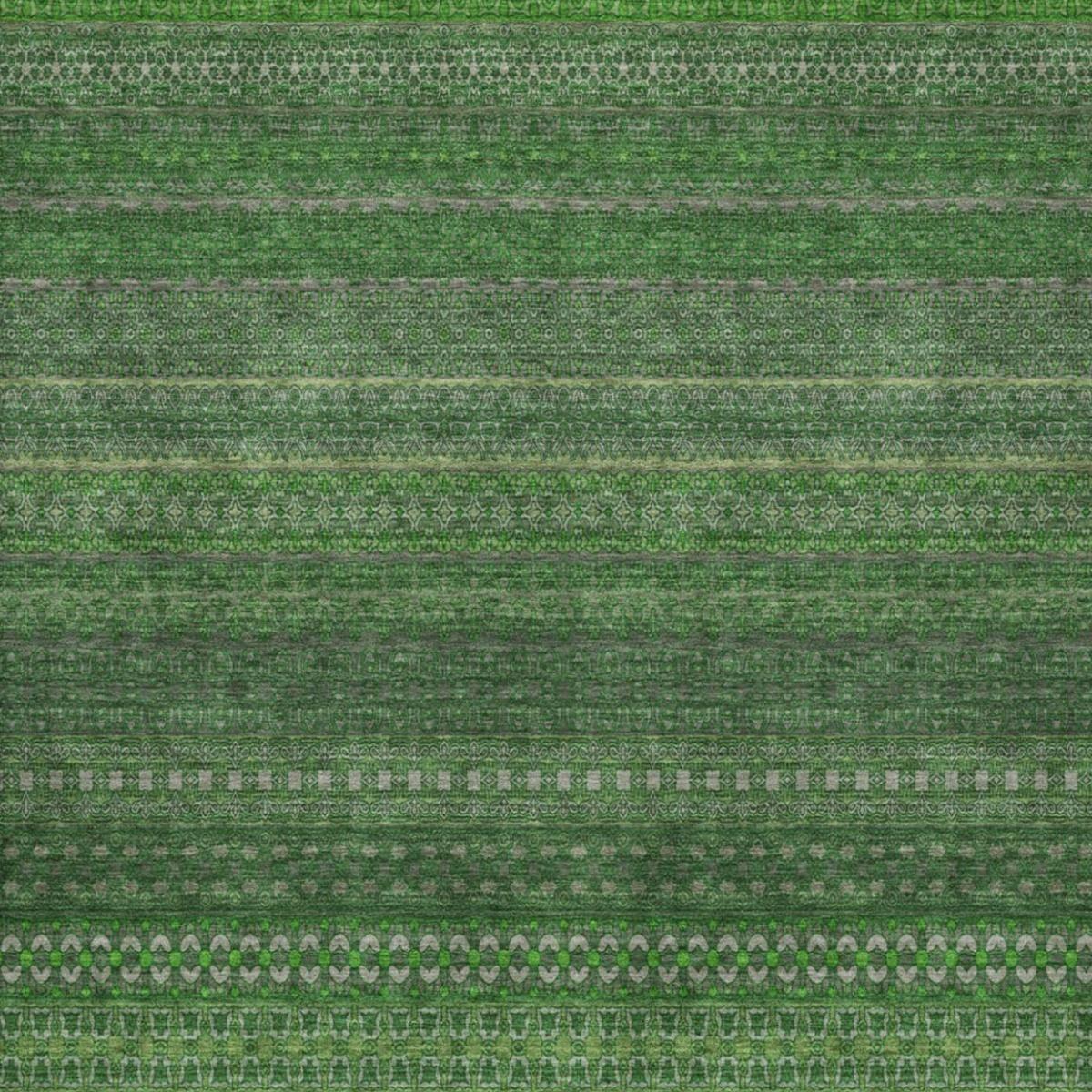 10' X 14' Fern Green And Green Striped Shag Washable Area Rug With UV Protection - HomeRoots - Flyclothing LLC