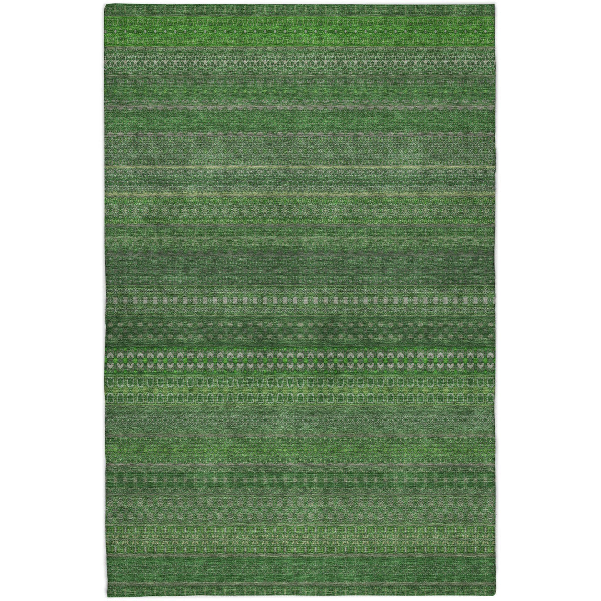 10' X 14' Fern Green And Green Striped Shag Washable Area Rug With UV Protection - HomeRoots - Flyclothing LLC