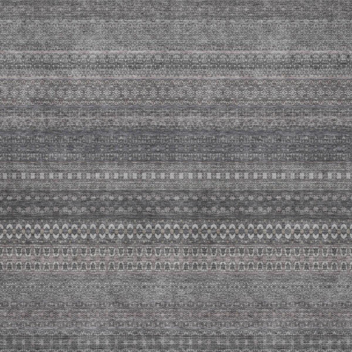3' X 5' Gray And Charcoal Striped Shag Washable Area Rug With UV Protection - HomeRoots - Flyclothing LLC