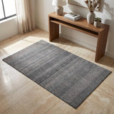 3' X 5' Gray And Charcoal Striped Shag Washable Area Rug With UV Protection - HomeRoots - Flyclothing LLC