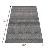 3' X 5' Gray And Charcoal Striped Shag Washable Area Rug With UV Protection - HomeRoots - Flyclothing LLC