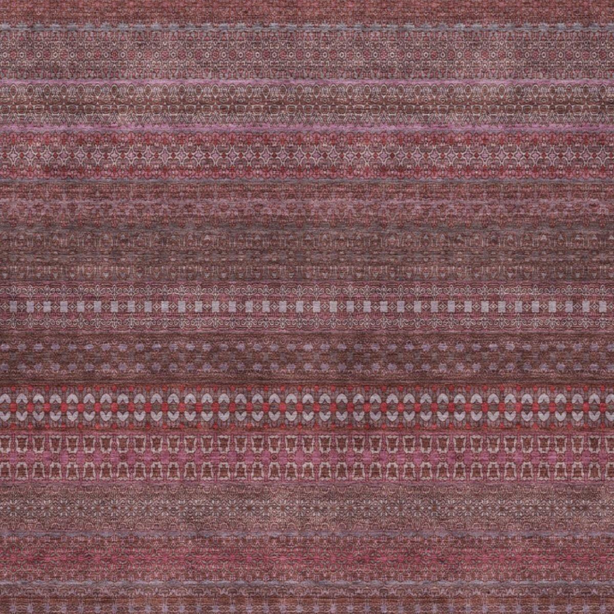 3' X 5' Merlot And Blush Striped Shag Washable Area Rug With UV Protection - HomeRoots - Flyclothing LLC