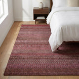 3' X 5' Merlot And Blush Striped Shag Washable Area Rug With UV Protection - HomeRoots - Flyclothing LLC