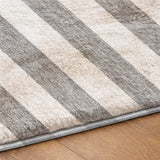 3' X 5' Gray And Ivory Striped Shag Washable Area Rug With UV Protection - HomeRoots - Flyclothing LLC