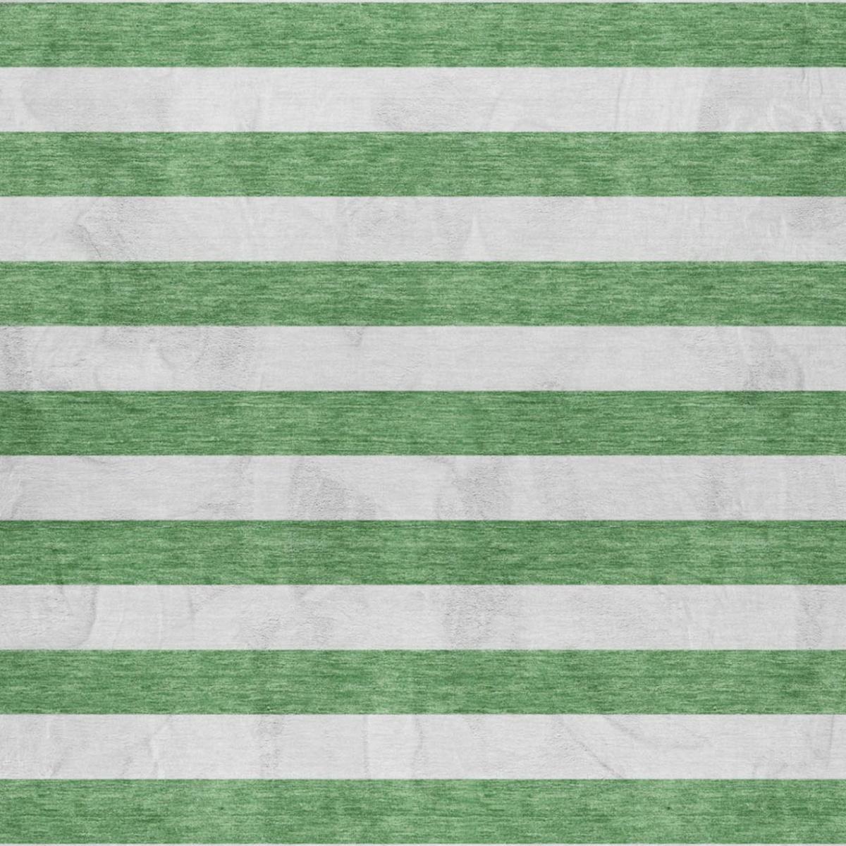 3' X 5' Green And Ivory Striped Shag Washable Area Rug With UV Protection - HomeRoots - Flyclothing LLC