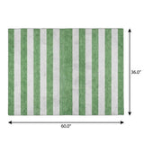 3' X 5' Green And Ivory Striped Shag Washable Area Rug With UV Protection - HomeRoots - Flyclothing LLC