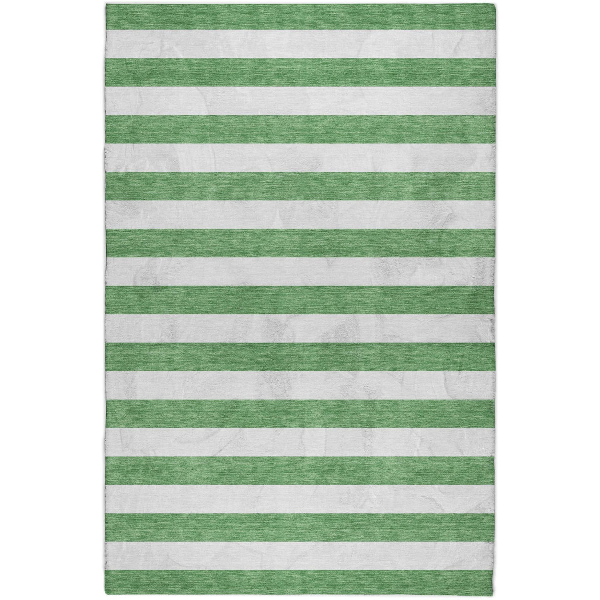 5' X 8' Green And Ivory Striped Shag Washable Area Rug With UV Protection - HomeRoots - Flyclothing LLC