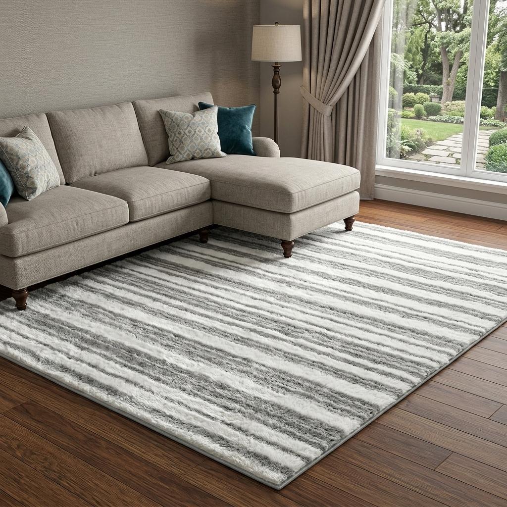 10' X 14' Lime Green And Ivory Striped Shag Washable Area Rug With UV Protection - HomeRoots - Flyclothing LLC