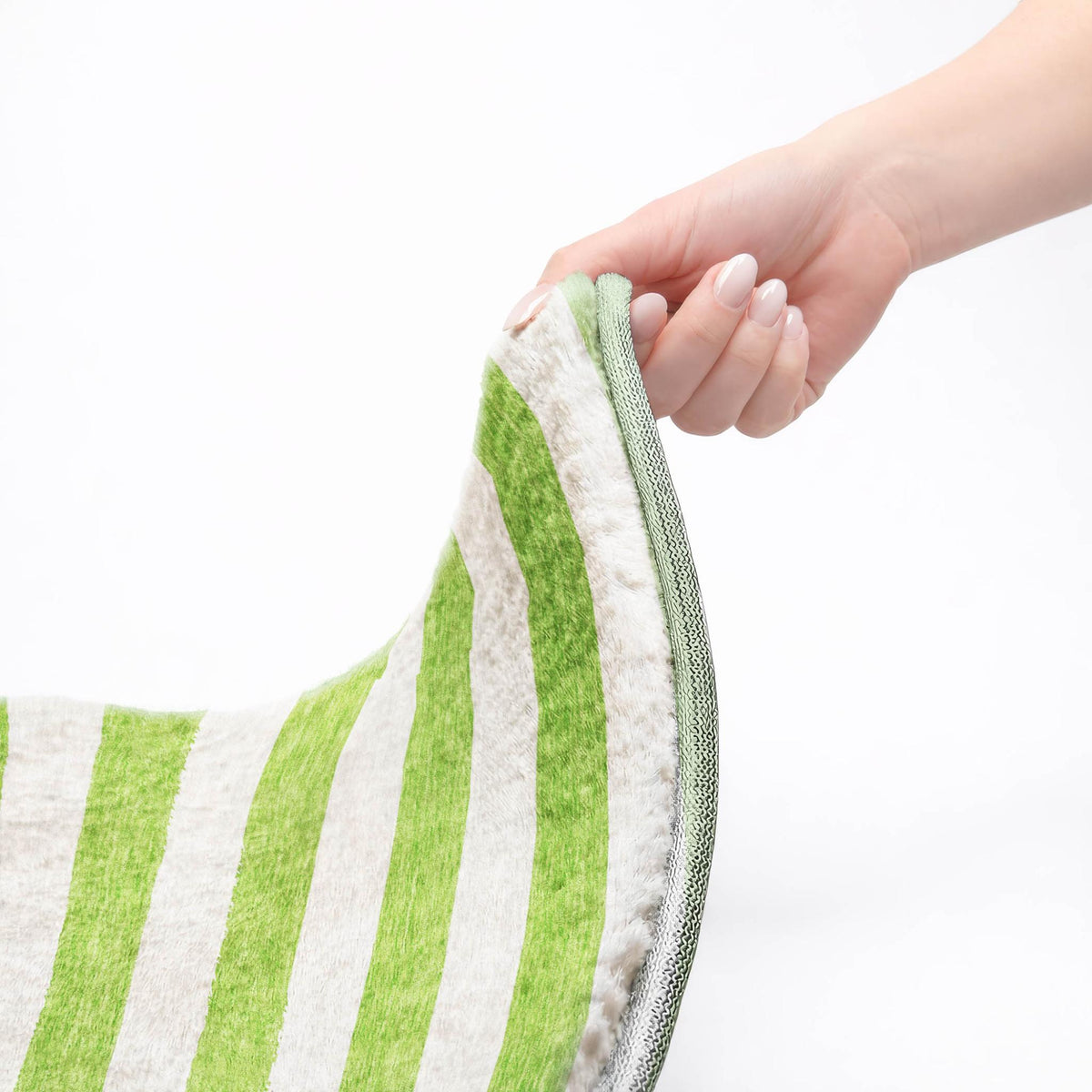 10' X 14' Lime Green And Ivory Striped Shag Washable Area Rug With UV Protection - HomeRoots - Flyclothing LLC