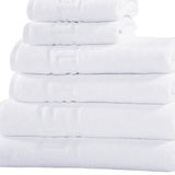 Set of Six White Greek Key Turkish Cotton Towel Set - HomeRoots - Flyclothing LLC
