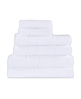 Set of Six White Greek Key Turkish Cotton Towel Set - HomeRoots - Flyclothing LLC